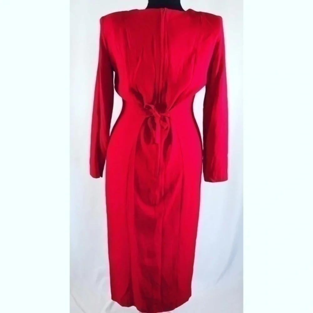 Vintage Nina Piccalino Red Midi Pencil Dress - Picture 12 of 14